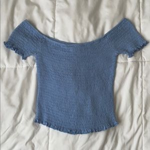 blue off the shoulder top